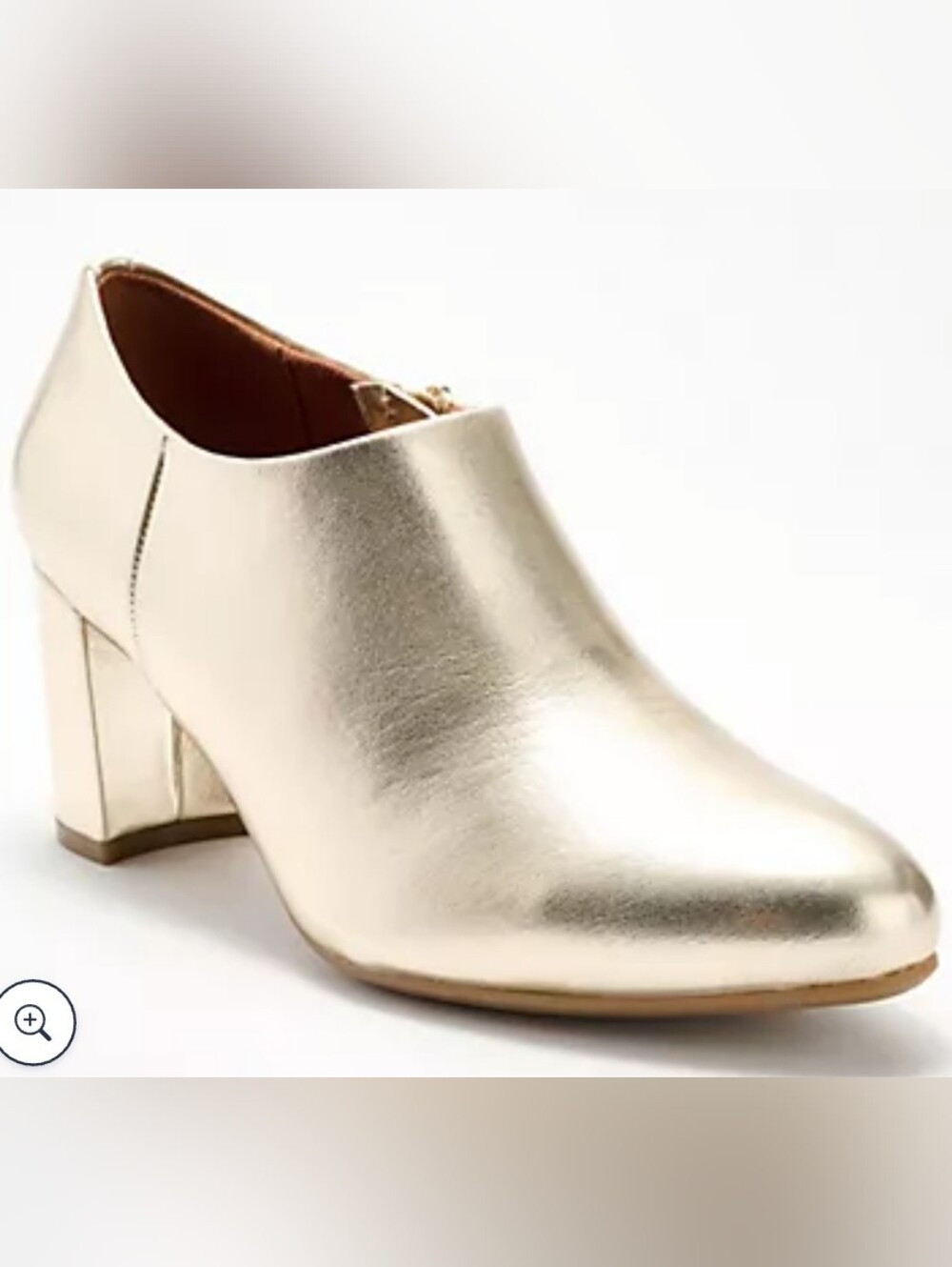 Aerosoles Gold Metallic Block Heel Shootie Sz 8.6
